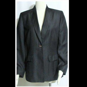 New KASPER Black & Brown Pinstripe Blazer Jacket10